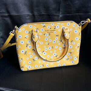 Kate Spade New York Floral Satchel Crossbody Bag Yellow Daisy Print Excellent
